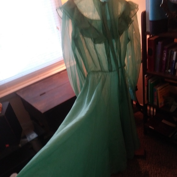 VGE-50s-Dress-Mint-Green-Nylon-Chiffon-LRGE 10-12 - Picture 1 of 8